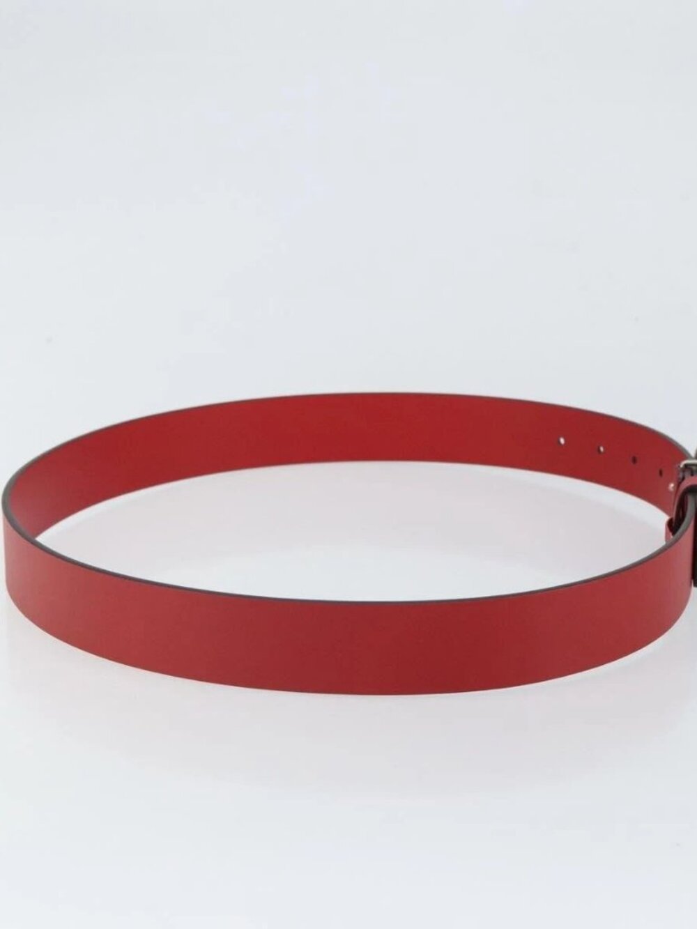 GUCCI Interlocking G Belt Leather 42.9" Red Silver - Picture 4 of 11